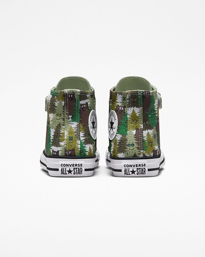 Chlapecké Boty Vysoké Converse Chuck Taylor All Star Easy-On Forest Camo Bílé Zelene | CZ BMYH83